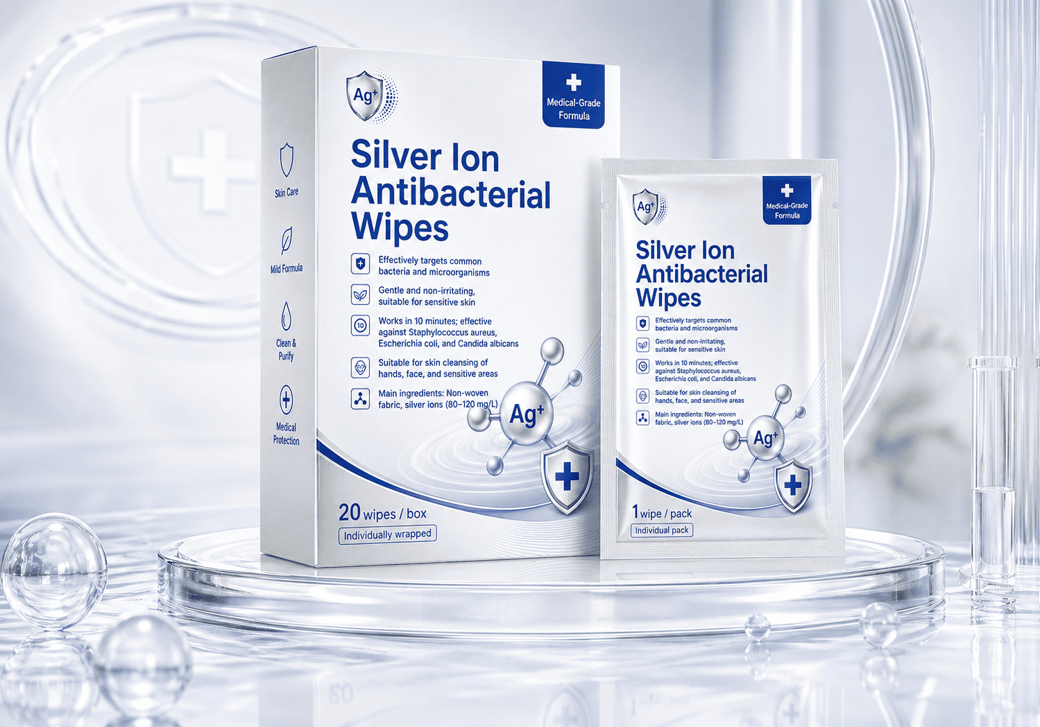 Silver Ion Antibacterial Wipes