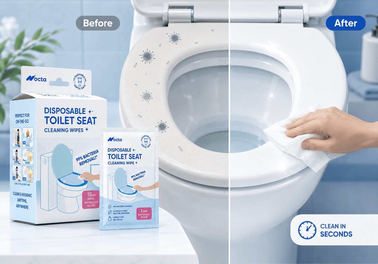 Disposable Toilet Seat Cleaning Wipes Disposable Toilet Seat Cleaning Wipes