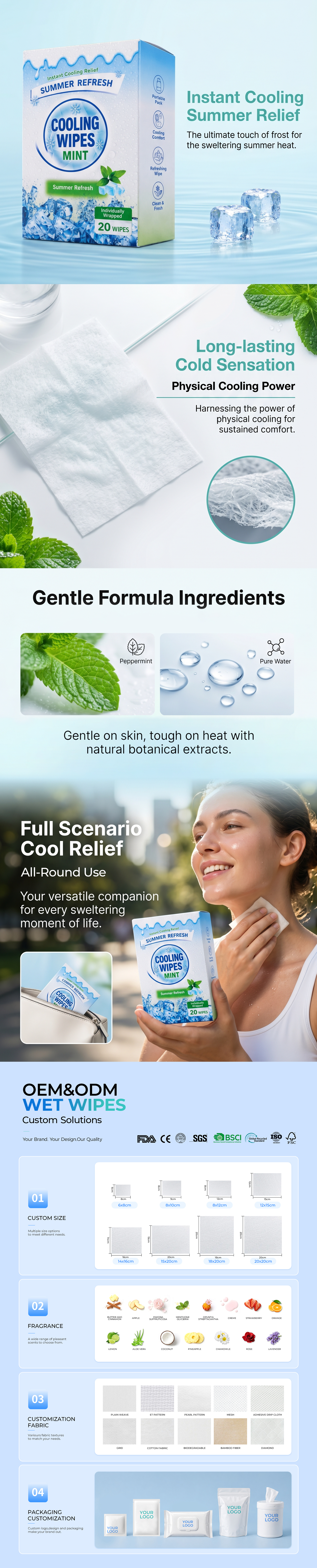 Instant Cooling Wipes OEM ODM