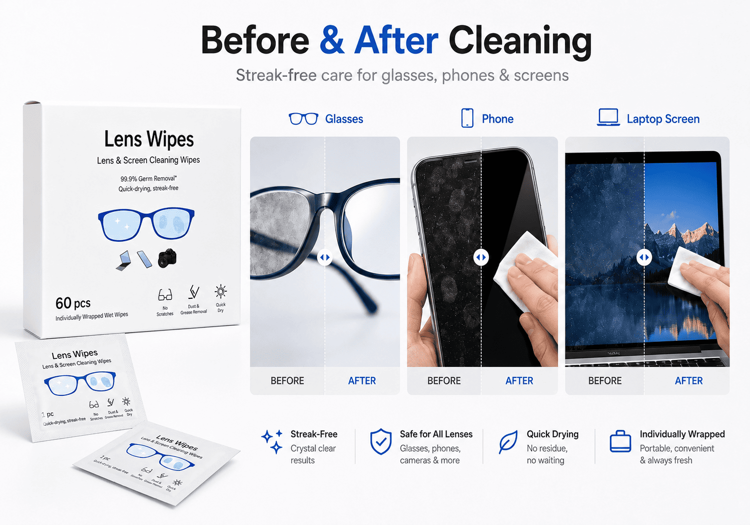 Lens and Screen Cleaning Wet Wipes Lens and Screen Cleaning Wet Wipes
