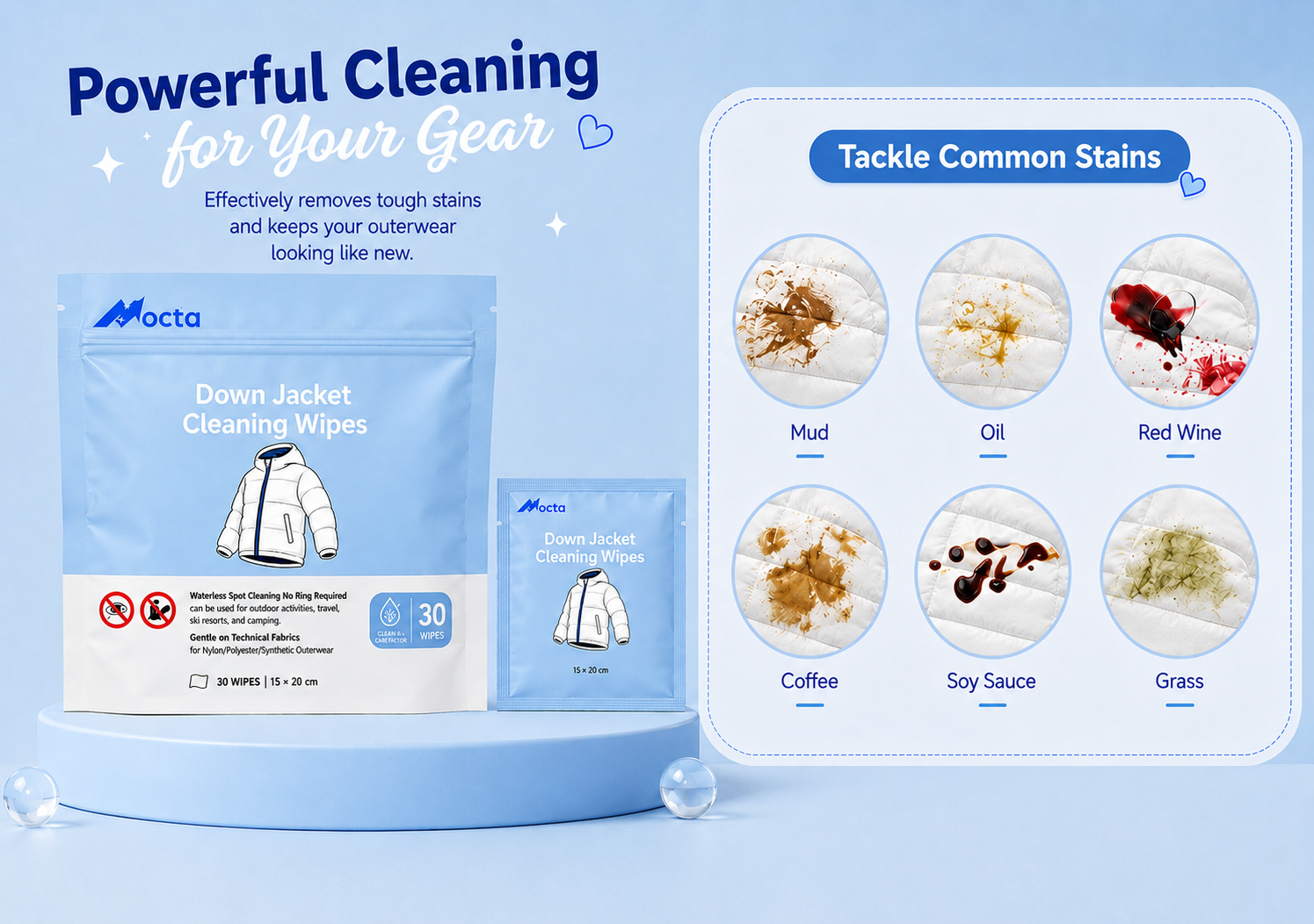Down Jacket Cleaning Wipes